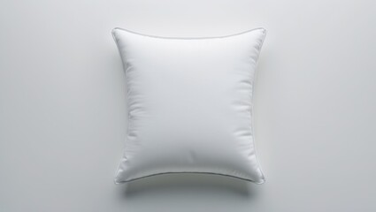 Canvas pillow mockup. Isolated white cushion on a blank background. View from above.