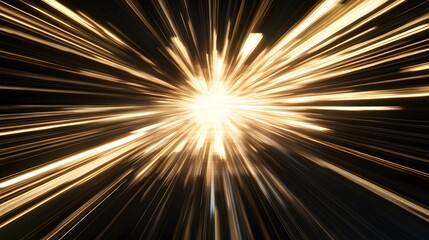 Fototapeta premium Exploding starburst pattern radiating outwards in golden light against a black backdrop