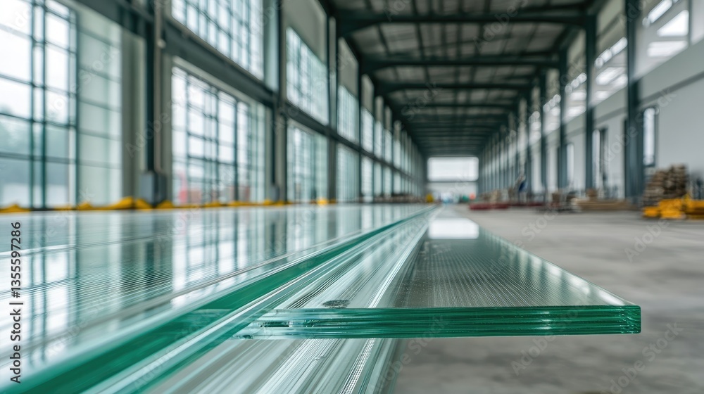 Poster insulated glass panels with a glossy finish, neatly stored in a construction depot, ready for modern