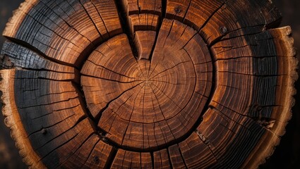 burnt wood texture background. tree cross section. header