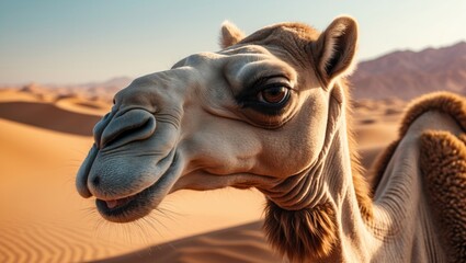 Obraz premium Camel in the desert. Thousands Nights Desert Resort.