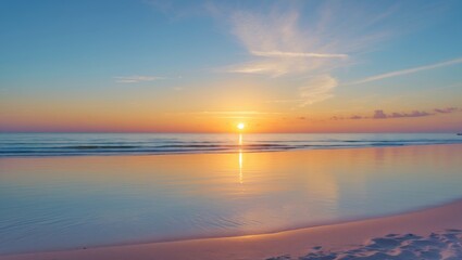 Obraz premium Stunning sunrise above the beach