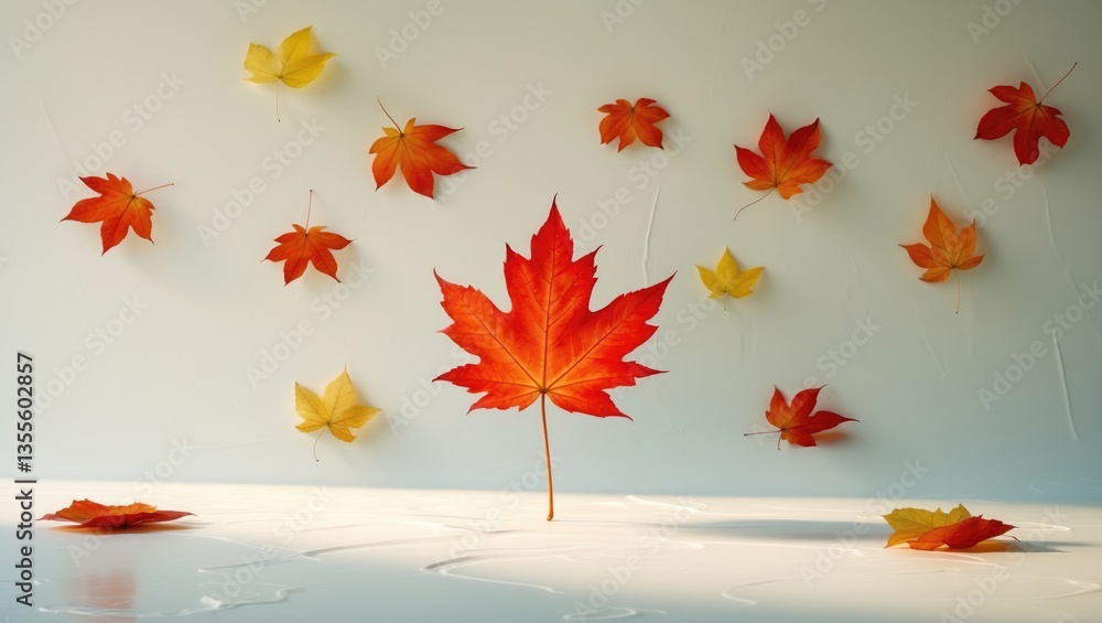 Poster autumn maple leaf isolated on a white backdrop