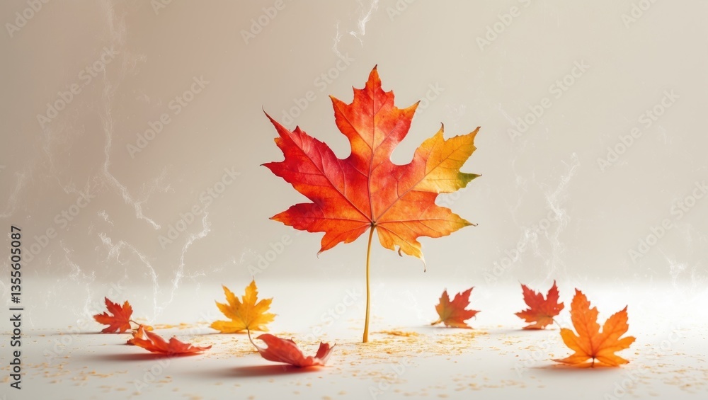 Poster autumn maple leaf separated on a white background