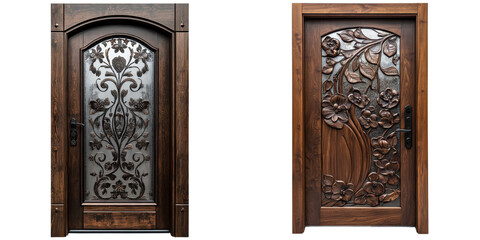 Elegant Wooden Doors with Intricate Floral Designs for Interiors