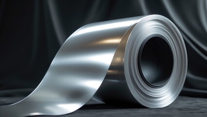 Aluminum metal coils against a black background.