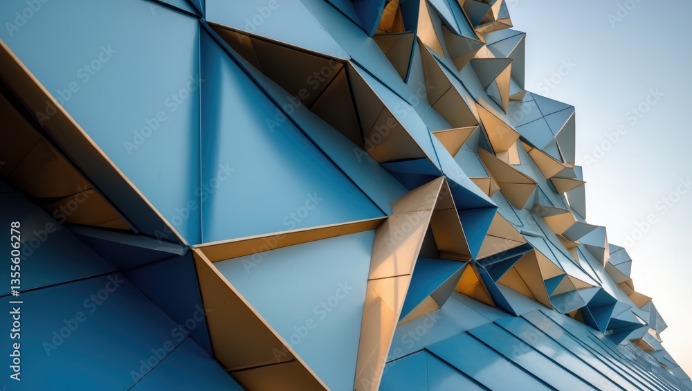 Poster an abstract design of architectural metal triangles