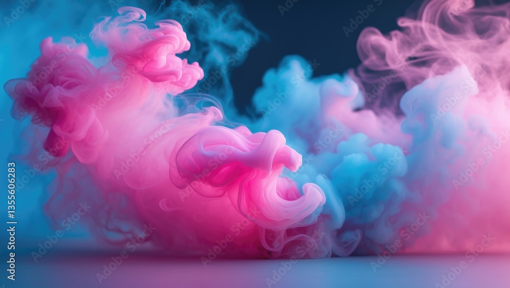 Poster atmospheric smoke, abstract color backdrop, macro view.