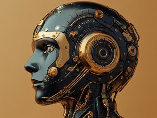 Futuristic Robot Head Profile.