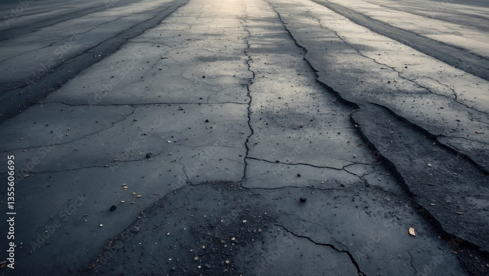 Poster asphalt surface on roads and footpaths, featuring a rough and unclean texture.