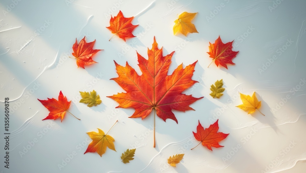 Poster autumn maple leaf separated on a white background