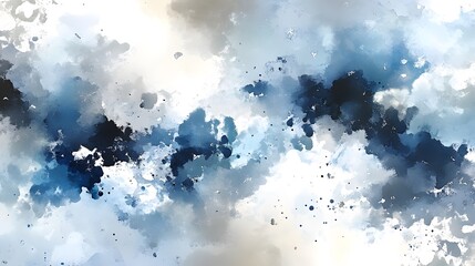 Painted expanse with blues, greys and white blended for an abstract, cloudy effect
