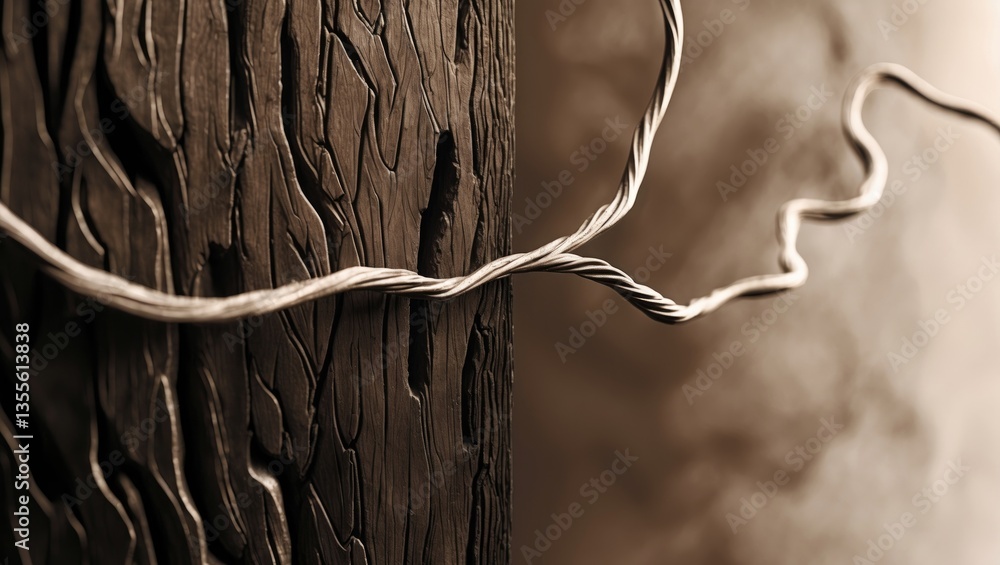 Poster a close-up image highlighting an abstract design made by dark wood grain, featuring unique markings 