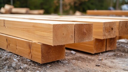 Wooden planks laid across scaffolding beams at a construction site, ready for workers.