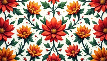 Intricate floral design, repeating seamlessly , floral, decor, tileable pattern