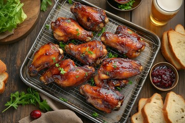 Delicious Grilled Chicken Wings with Barbecue Sauce | Party Platter and Appetizer Delight for Casual Dining and Weekend Gatherings