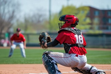 Number 18, the catcher, is a key player on the baseball team, showcasing skill and strategy.