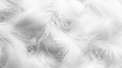 Obraz premium A collection of wispy white feathers arranged in a natural, overlapping pattern on a white background