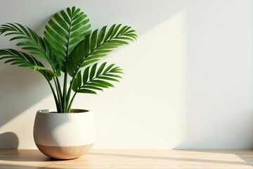 Elegant indoor palm tree in a decorative pot, adding a touch of nature to the room, office, greenery, potted plant