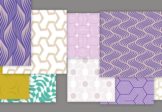 Collection of seamless geometric minimalistic patterns