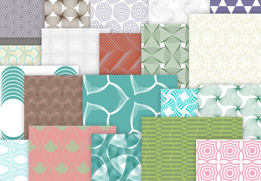 Seamles Simple Geometric Patters Bright Colored