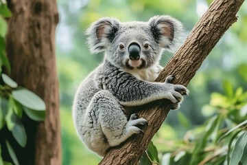 Obraz premium Koala on Tree Branch.