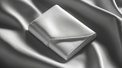 White leather wallet on silk fabric. (1)