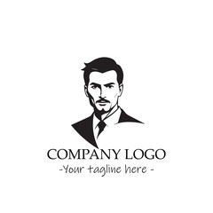 a man silhouette black and white for logo company vector image