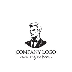 a man silhouette black and white for logo company vector image