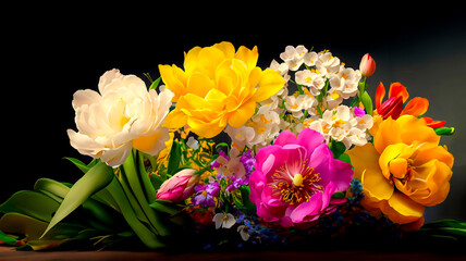Fototapeta premium A bunch of pretty Spring flowers Ai