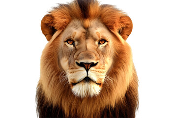 Obraz premium Isolated Portrait Of A Golden Mane Lion King On Transparent Background