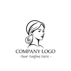 a woman silhouette black and white for logo company vector image