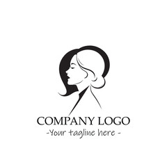 a woman silhouette black and white for logo company vector image
