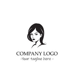 a woman silhouette black and white for logo company vector image