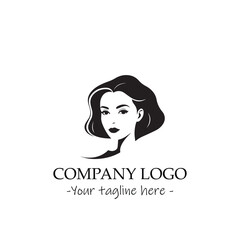 a woman silhouette black and white for logo company vector image