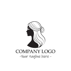 a woman silhouette black and white for logo company vector image