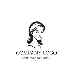 a woman silhouette black and white for logo company vector image