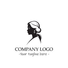 a woman silhouette black and white for logo company vector image