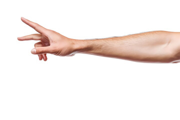 Fototapeta premium Realistic Photo Of A Caucasian Male Hand With Detailed Skin Texture And Wrinkles Isolated On Transparent Background Posing And Pointing With Fingers And Arm