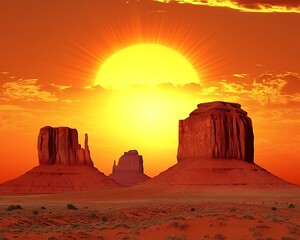 Monument Valley sunset with Arizona.