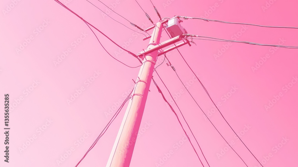 Poster a close-up of an electric pole with wires, surrounded by open space for text or promotional use.