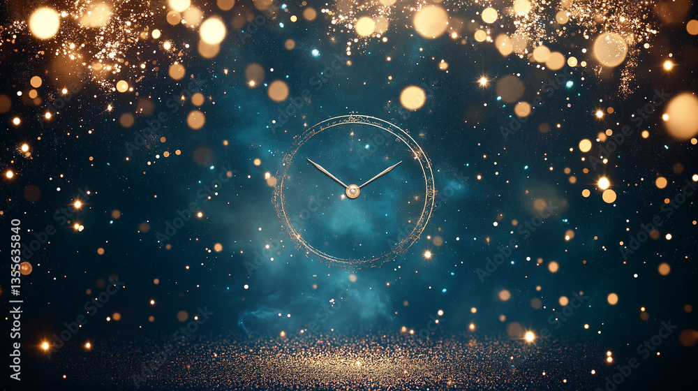 Poster countdown to celebration: a visual depiction of a celestial clock counting down to a festive event, 