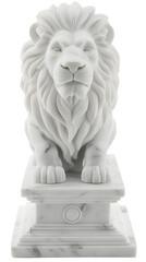 Obraz premium Isolated White Marble Lion Statue Sculpture Animal Art On Stand