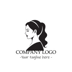 a woman silhouette black and white for logo company vector image