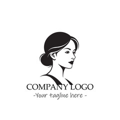 a woman silhouette black and white for logo company vector image