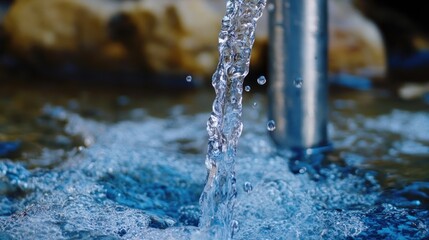 Crystal Clear Water Flowing from a Pipe