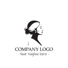 a woman silhouette black and white for logo company vector image