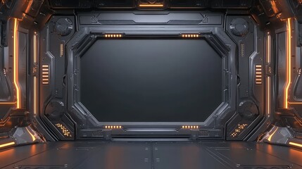 Obraz premium A futuristic steel column design, framed by an empty background perfect for branding or promotional messages.