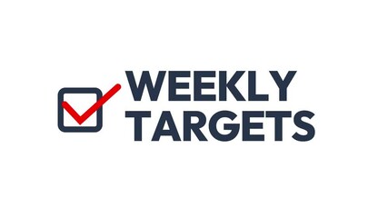 A hand ticking with marker on the checkbox along weekly target typography, 4k footage. Target achieved, checklist item