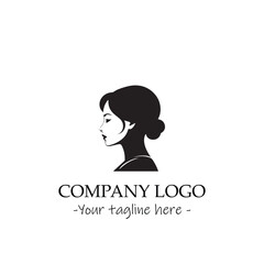 a woman silhouette black and white for logo company vector image